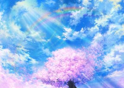 求动漫樱花飘落的唯美壁纸-32kb